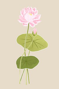 Hand drawn batik water lily design element psd