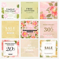 Flower Instagram ad template vector set