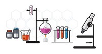 Illustration of chemistry laboratory instruments set