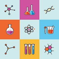 Set of science laboratory icons