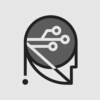 Simple robotic badge icon design
