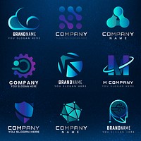 Gradient corporate technology psd futuristic logo set