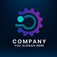 Gradient engine editable slogan vector icon design