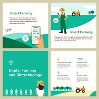 Digital farming vector editable social media templates