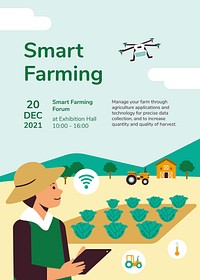 Smart farming event invitation vector editable poster template