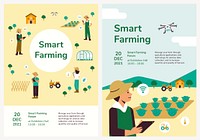 Poster template psd for smart farming set