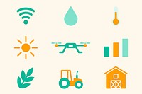 Smart farming psd icon digital agricultural technology set 