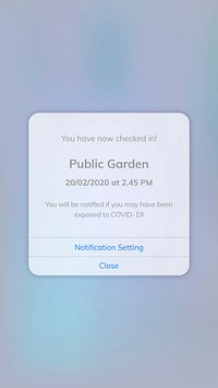 COVID-19 exposure alert app template vector mobile screen