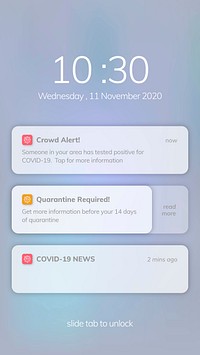 COVID-19 exposure notification app template vector mobile screen