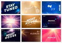 Editable banner templates vector with light effects for live streaming concert