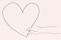 Hand holding heart psd in Valentine&rsquo;s day theme grayscale sketch
