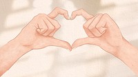 Cute heart hand gesture psd aesthetic illustration background