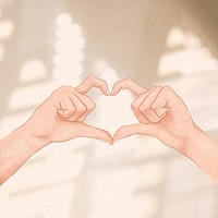 Cute heart hand gesture psd aesthetic social media post