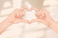 Cute heart hand gesture psd aesthetic illustration background