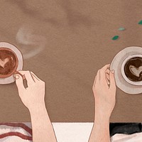 Perfect coffee date Valentine’s psd aesthetic illustration social media post