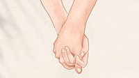 Couple holding hands romantically psd aesthetic illustration background