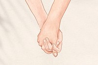 Couple holding hands romantically psd aesthetic illustration background