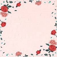 Romantic Valentine&rsquo;s roses frame psd with pink color background