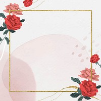 Valentine’s red roses frame vector with watercolor background