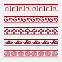 Chinese new year pattern brush vector red collection compatible with AI