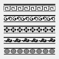 Traditional Chinese pattern brush vector black set compatible with AI