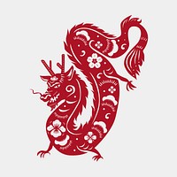 Chinese dragon animal psd sticker red new year
