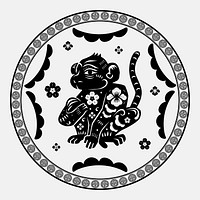 Chinese New Year monkey badge black animal zodiac sign