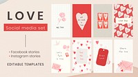  Valentine social media template vector collection