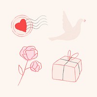 Love messenger psd doodle design elements set