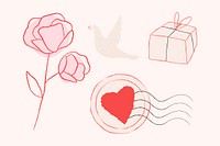 Love messenger vector doodle design elements collection