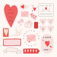 Lovely stickers for Valentine psd elements set