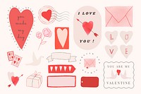 Lovely stickers for valentine psd social media collection