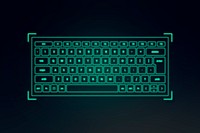 AR keyboard hologram psd neon green for smart technology device