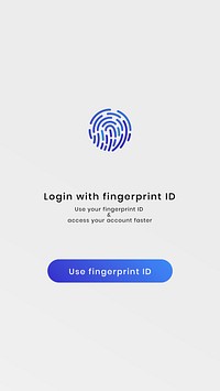 Fingerprint scan UI screen vector template for smartphone