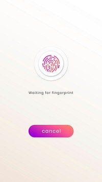 Fingerprint scan UI screen vector template for smartphone