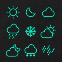 Neon weather widget set vector user interface