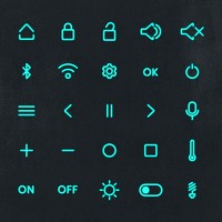 Shortcuts psd collection in neon blue