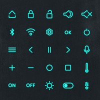 Glowing neon blue shortcuts vector set