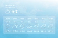 Blue weekly weather report psd background