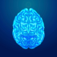 Engraved brain medical illustration psd in cool tone