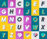 Set of alphabet typography