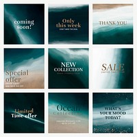 Aesthetic ocean social media template vector set