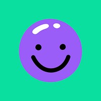 Cute purple smiley on green background