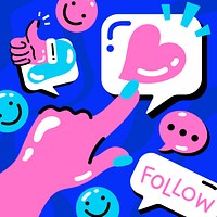 Follow and like vector trendy social media illustration