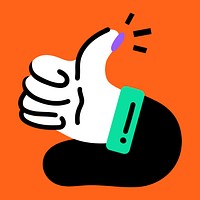 Thumbs-up gesture symbol psd in funky green and orange 