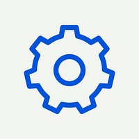 Gear setting blue icon psd for social media app minimal line