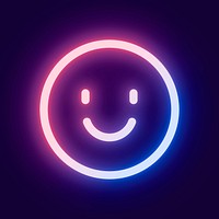 Smile neon pink icon vector for social media app