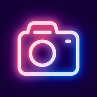Camera neon pink icon for social media app