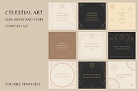 Celestial art vector editable template set