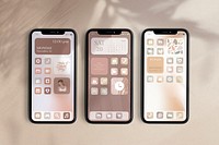 App icons mockup psd mobile screen in beige theme